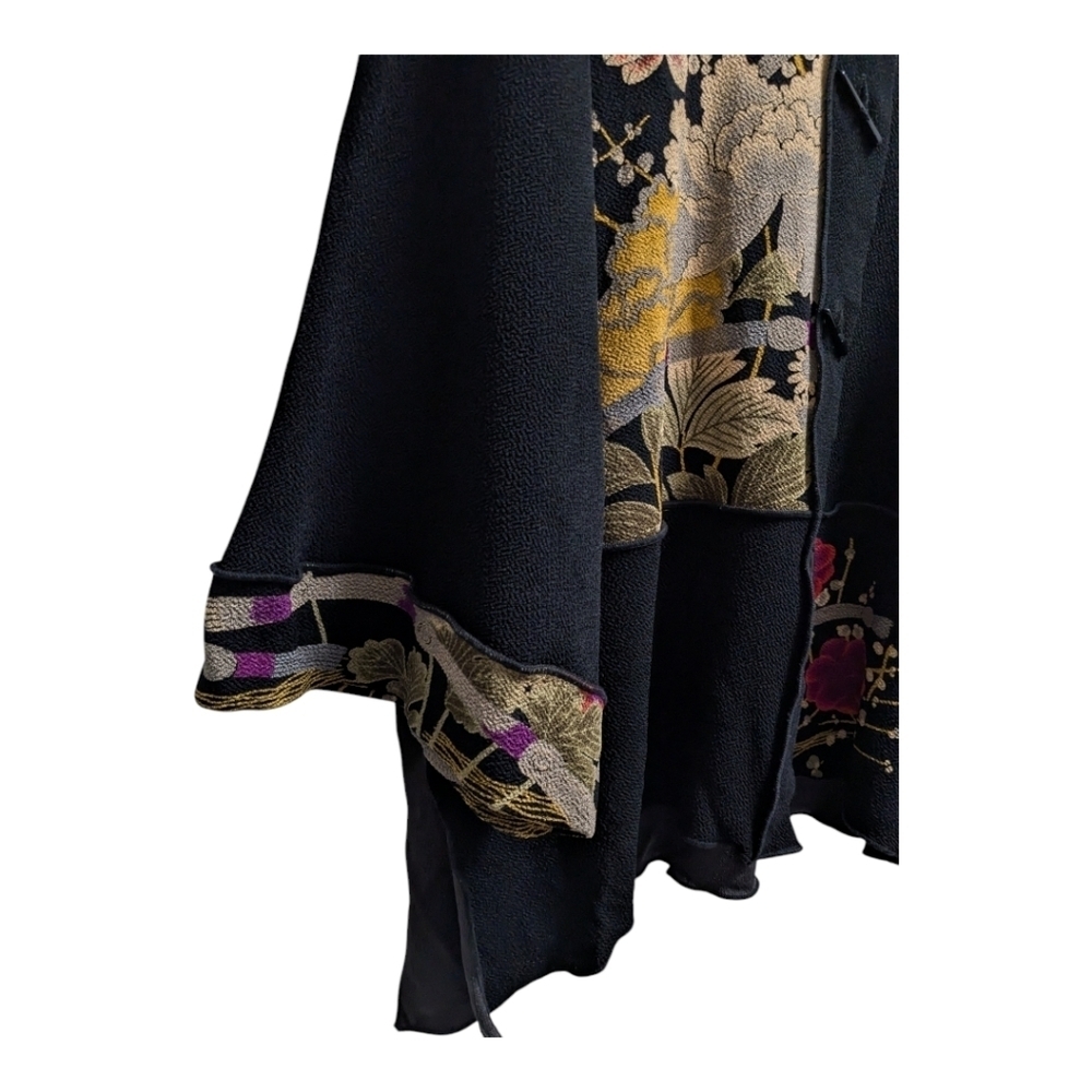 MOONLIGHT JACKET ASIAN GARDEN black floral kimono style art to wear - Picture 3 of 10